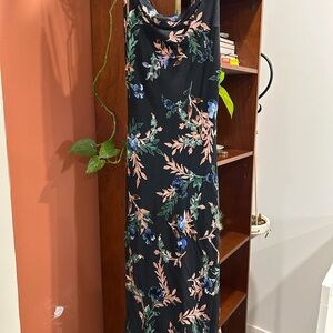 Astr Black Floral Midi Dress